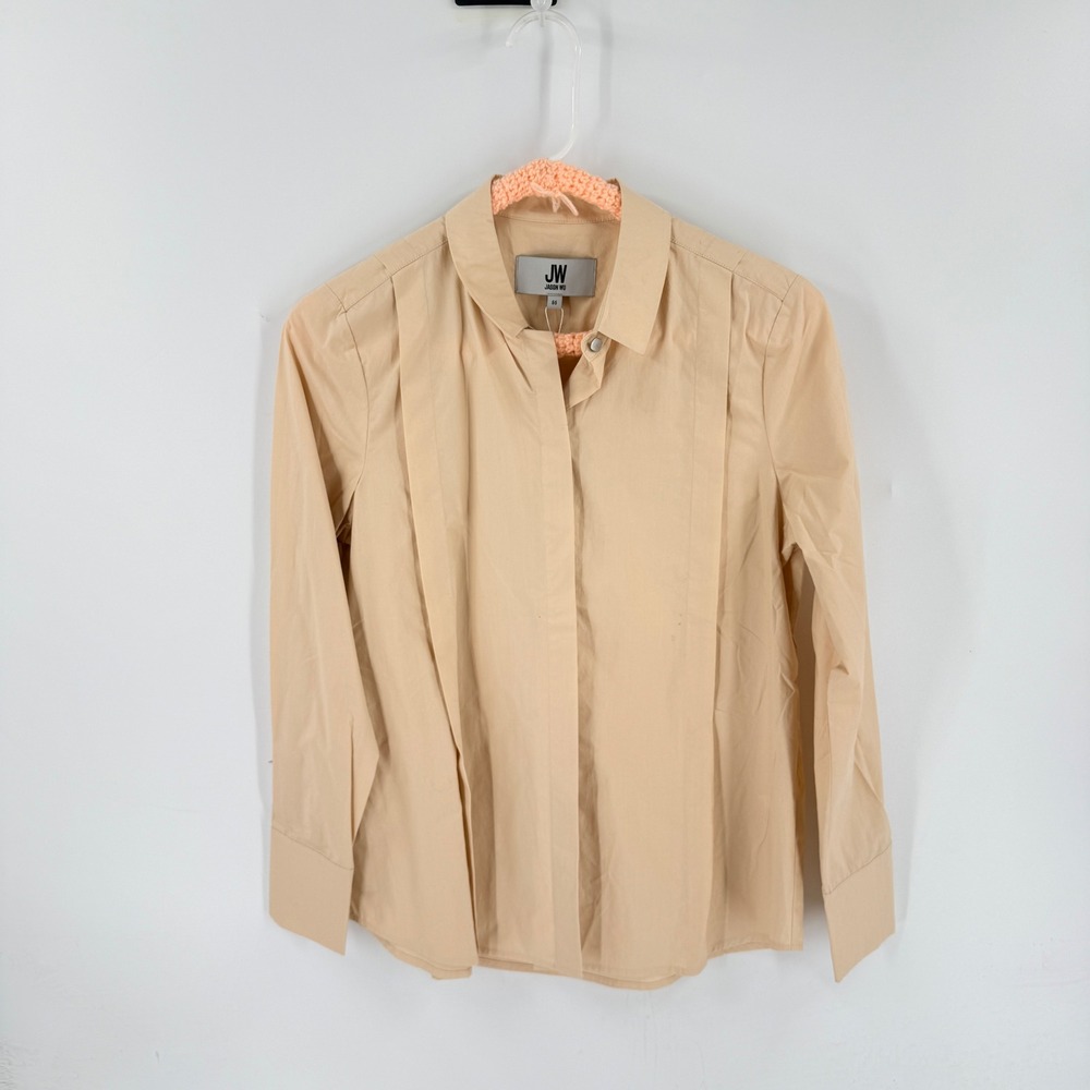 Jason Wu Button Down Blouse Beige Small Minimalist Office Professional Workwear